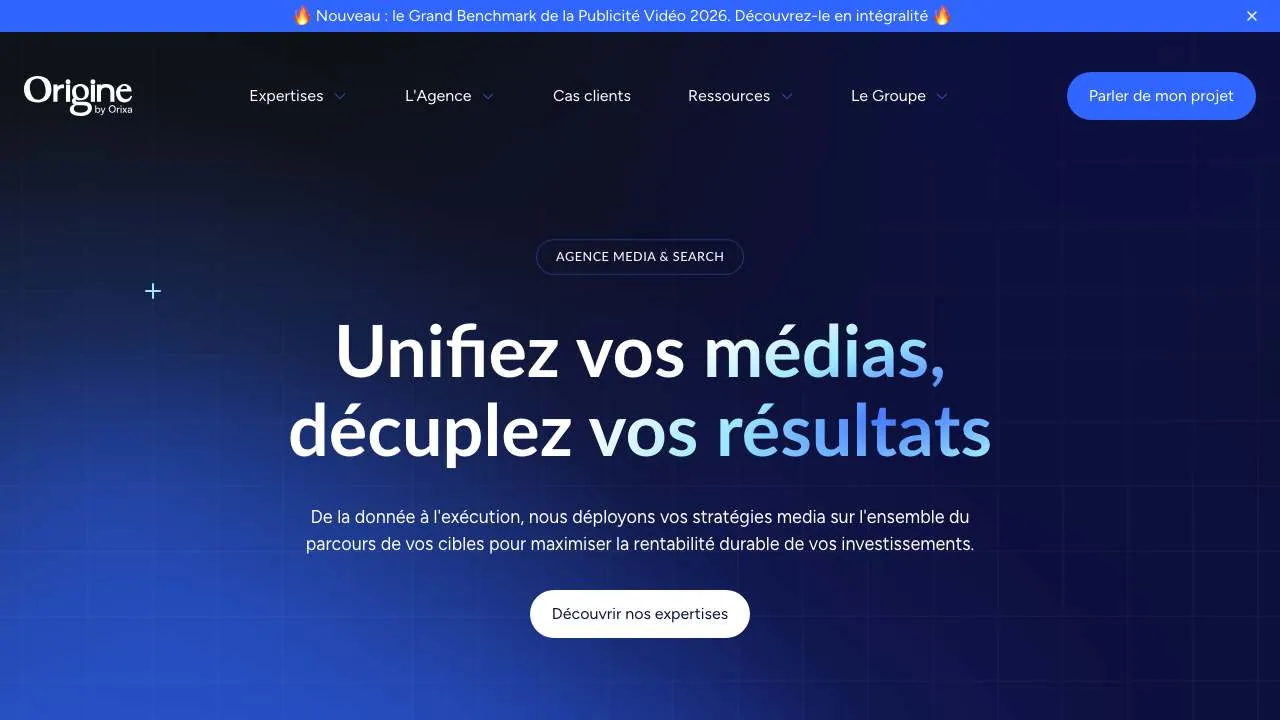 Startseite der Website der Agentur Orixa Media