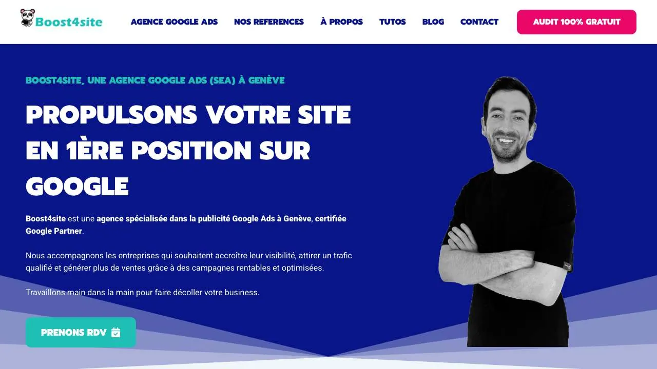 Startseite der Website der Google-Ads-Agentur Boost4Site
