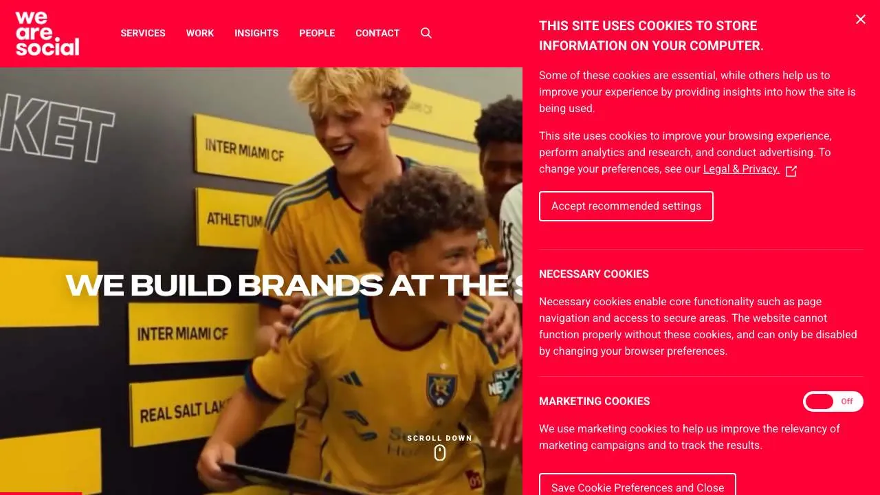 Startseite der Website der Agentur We Are Social