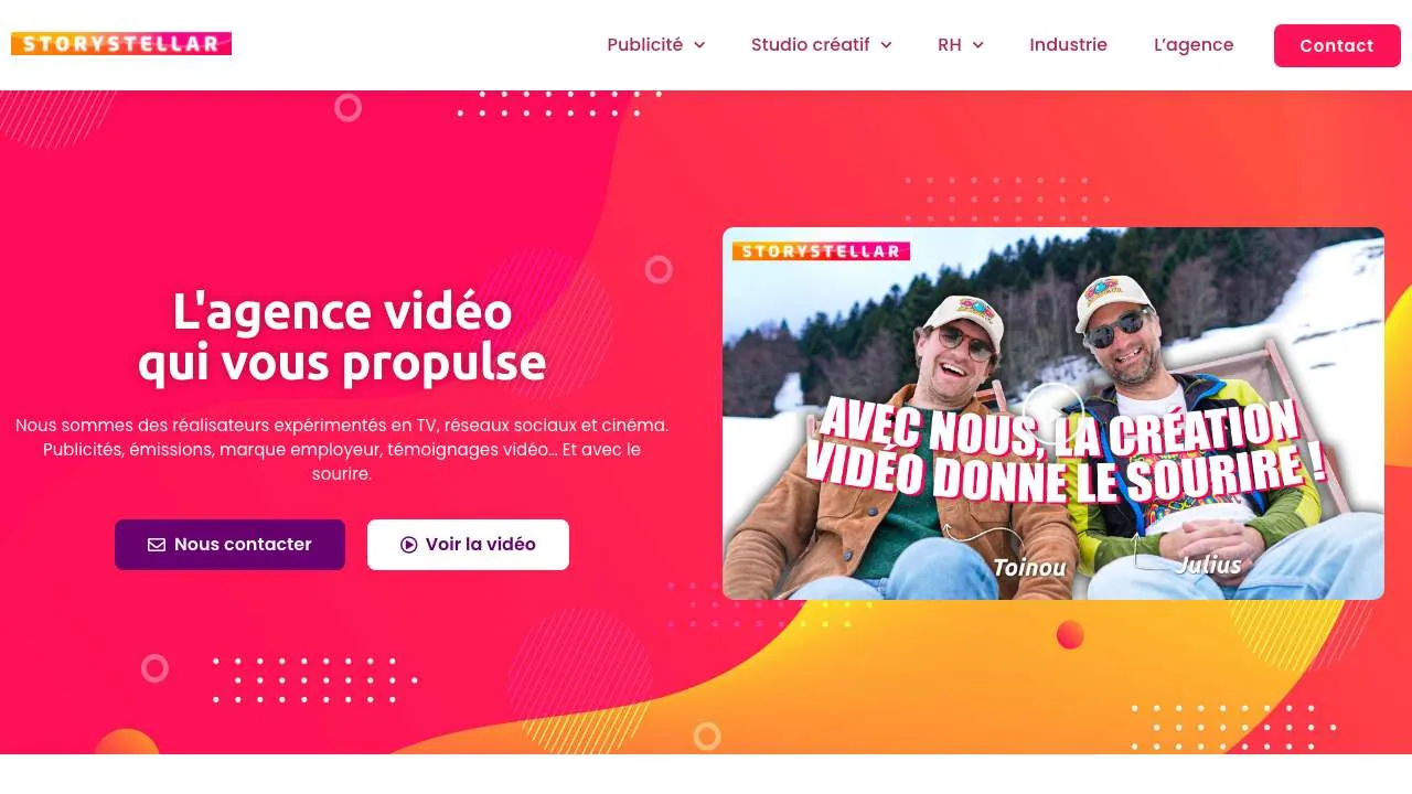 Homepage of the StoryStellar video production agency website