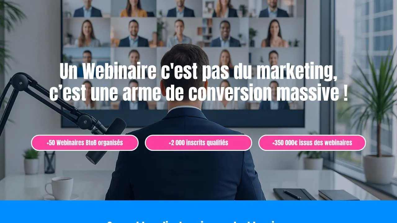 Homepage of the Agence Webinaire conversion webinar agency website