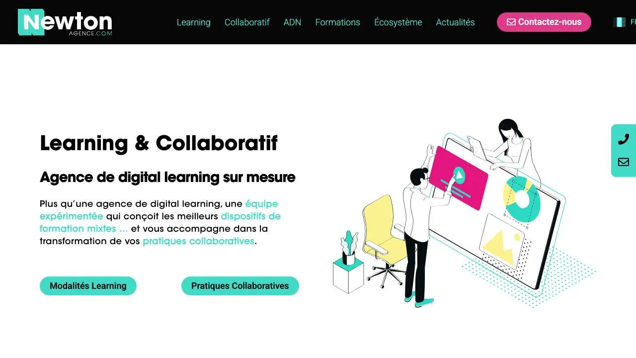 Homepage of the Newton Agence digital learning website