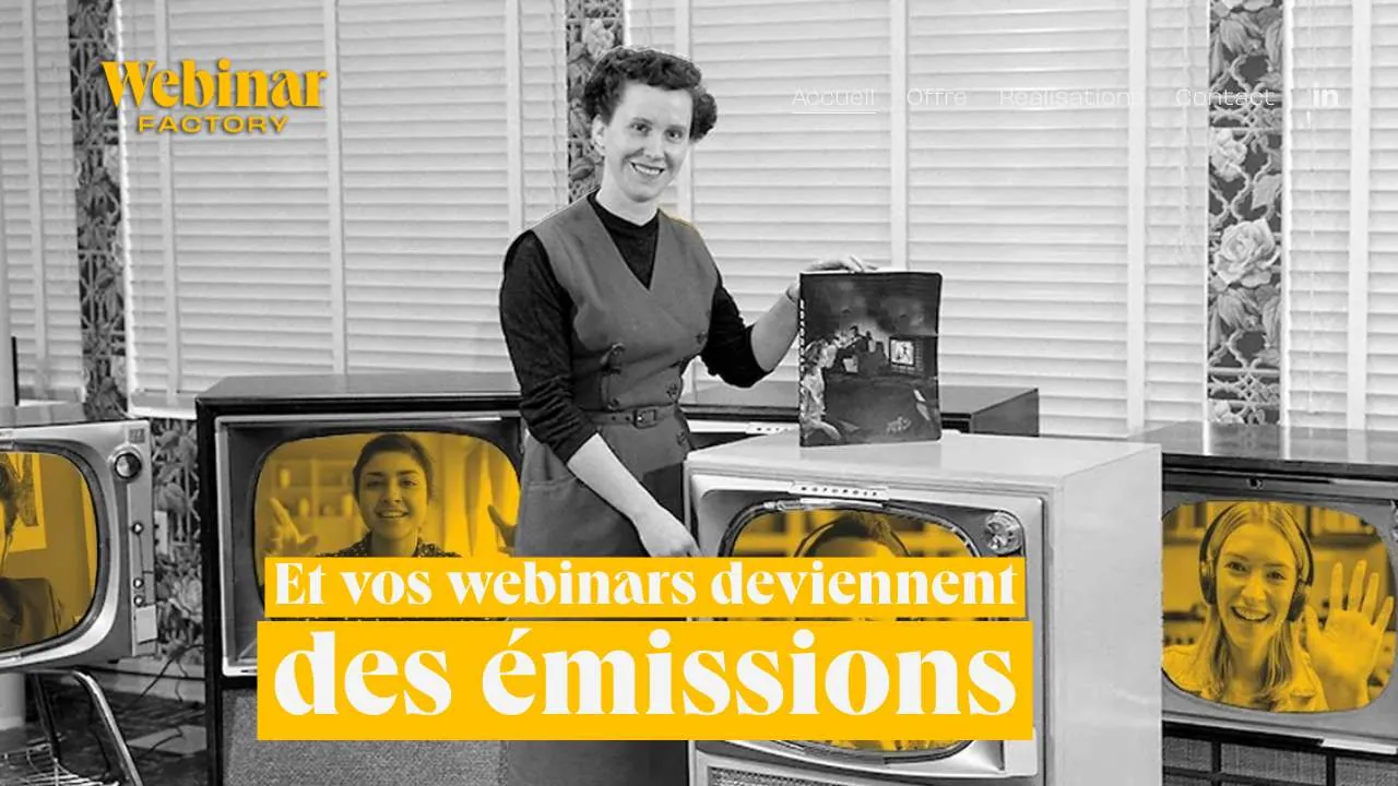 Homepage of the Webinar Factory webinar production agency website