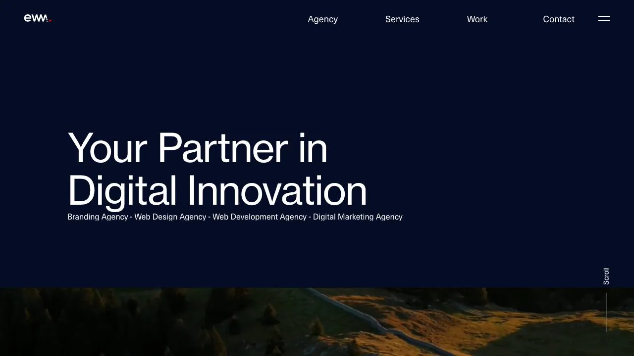 Homepage of the EWM branding and digital marketing agency website