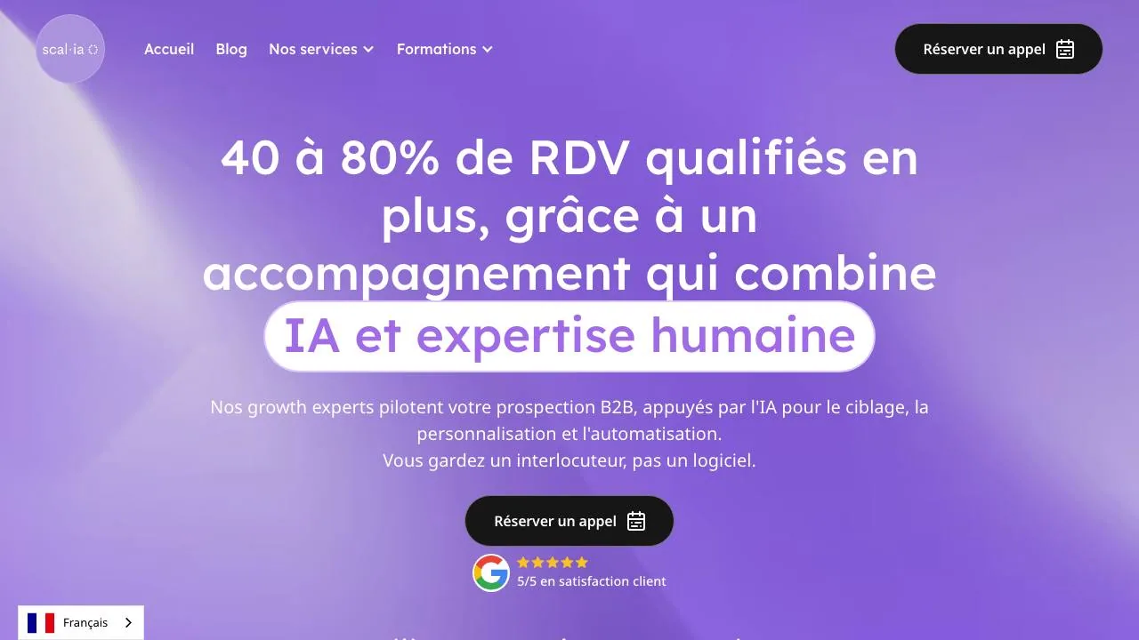 Homepage of the Scal-IA AI assisted prospecting agency website