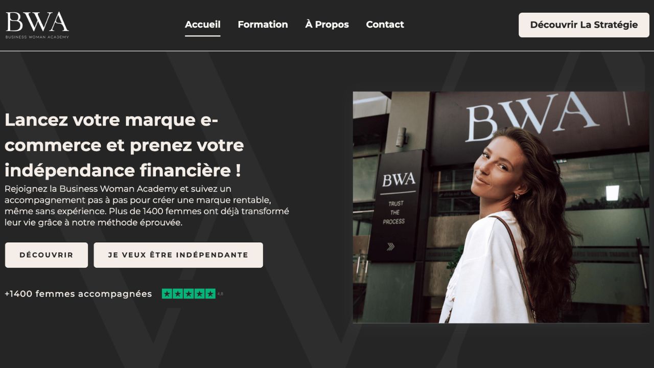 Screenshot of the BWA website