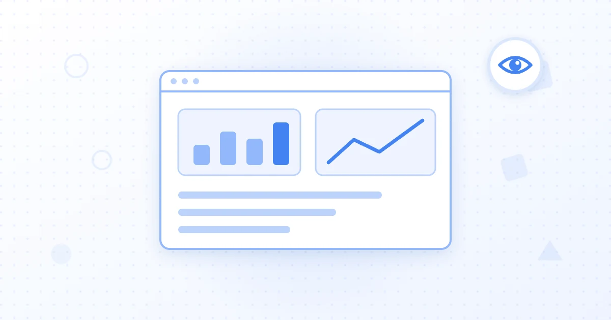 Illustration of a magnifying glass over AI chat prompts, revealing user intent labels and buyer journey stages as actionable insight cards.