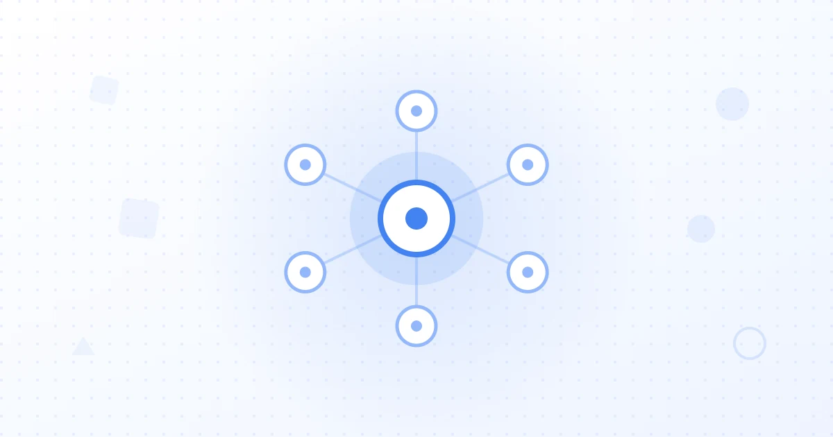 A knowledge graph visualization showing interconnected entities, properties, and relationships, illustrating how AI systems understand topical authority.