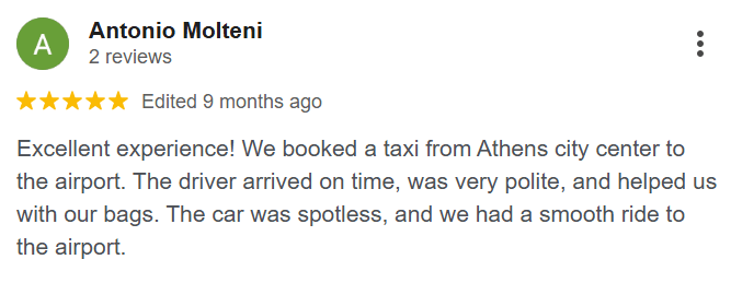 Google Review - Athens Taxi Hub