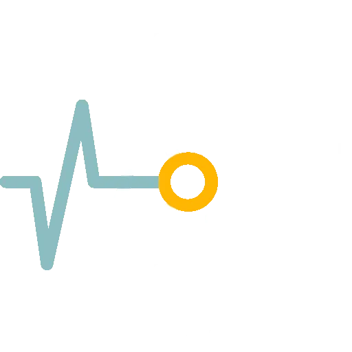 Heartbeat pulse monitor with blue line and yellow dot