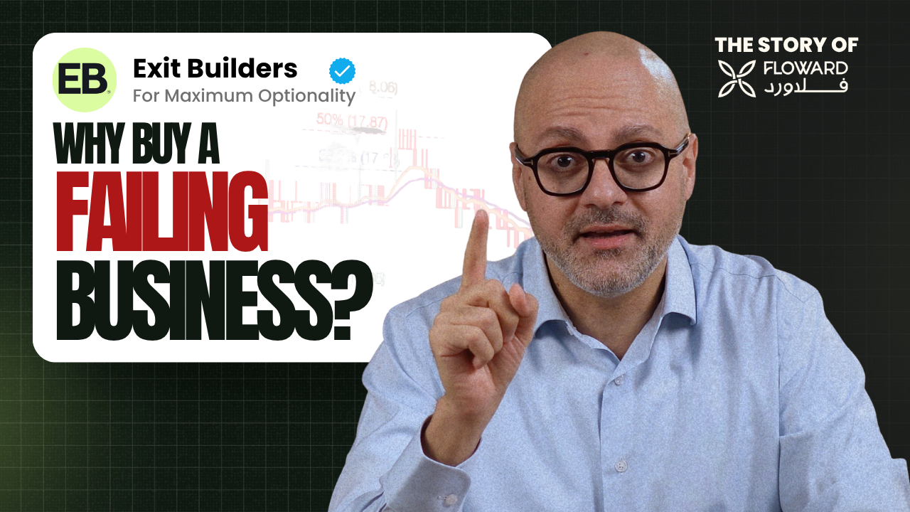 Text saying 'WHY BUILD A COMPANY BUYERS CAN'T IGNORE?' over a cityscape with tall modern buildings.