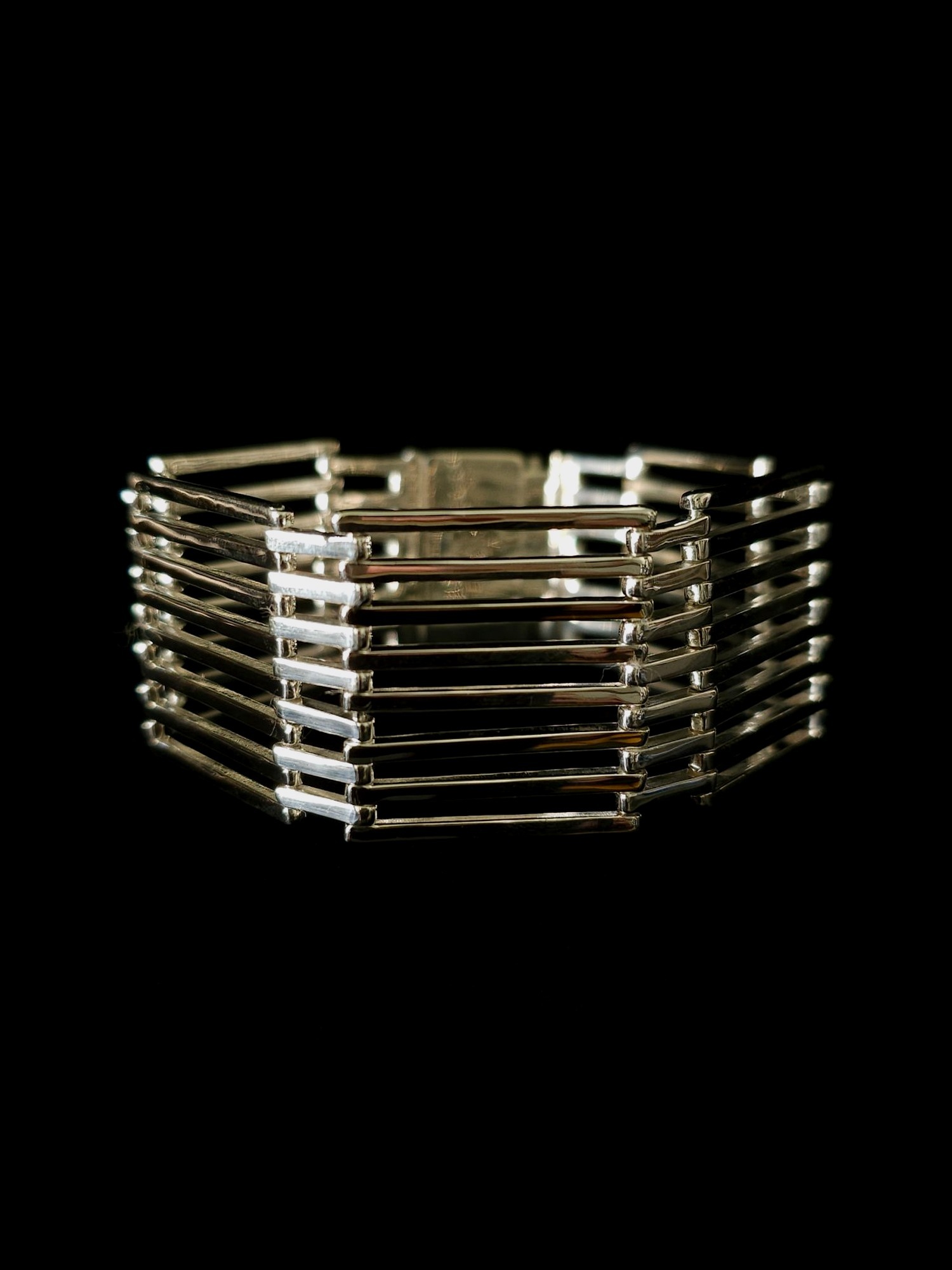 Sterling silver gate-style bar bracelet