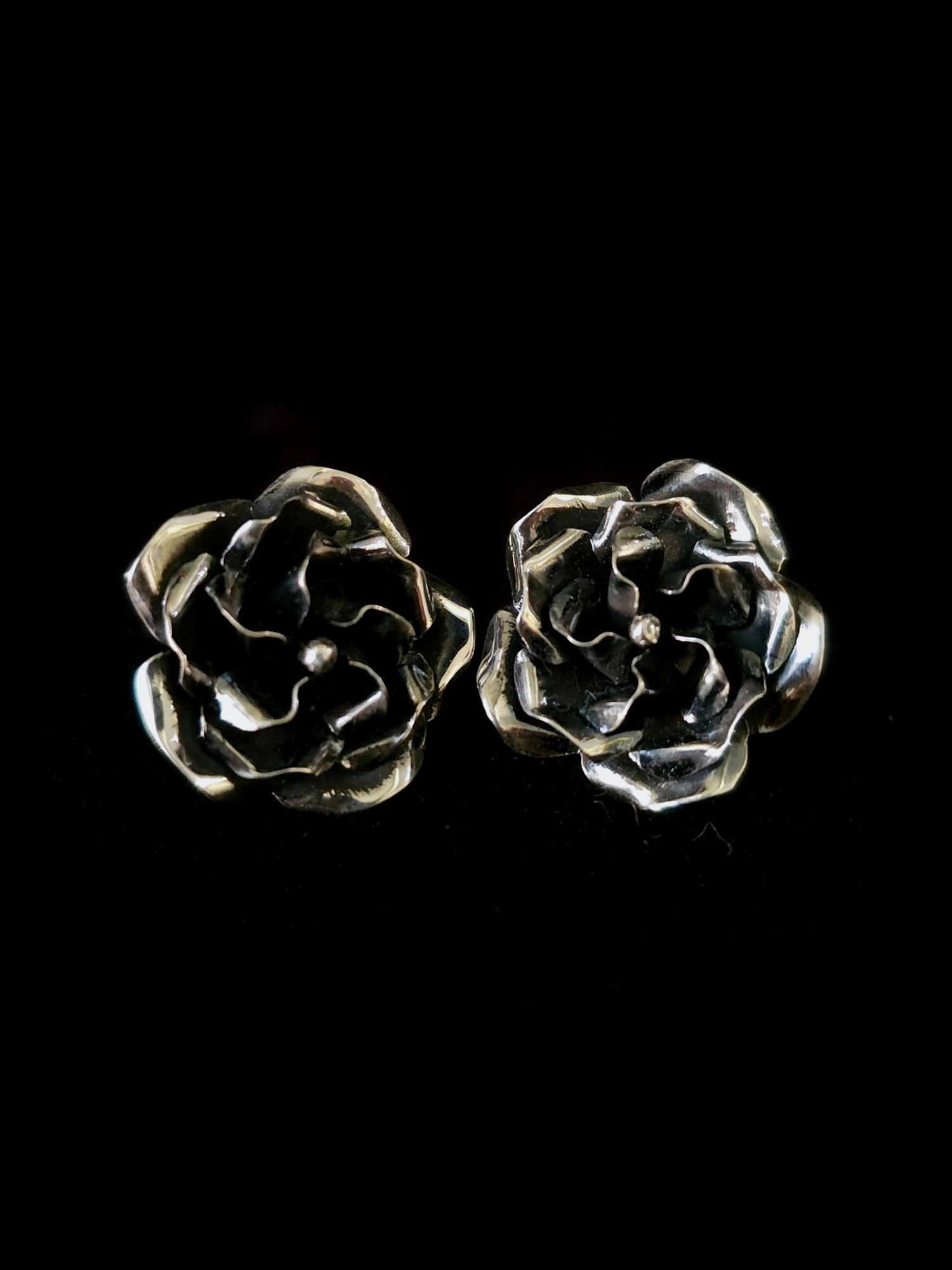 Oxidized rose stud earrings