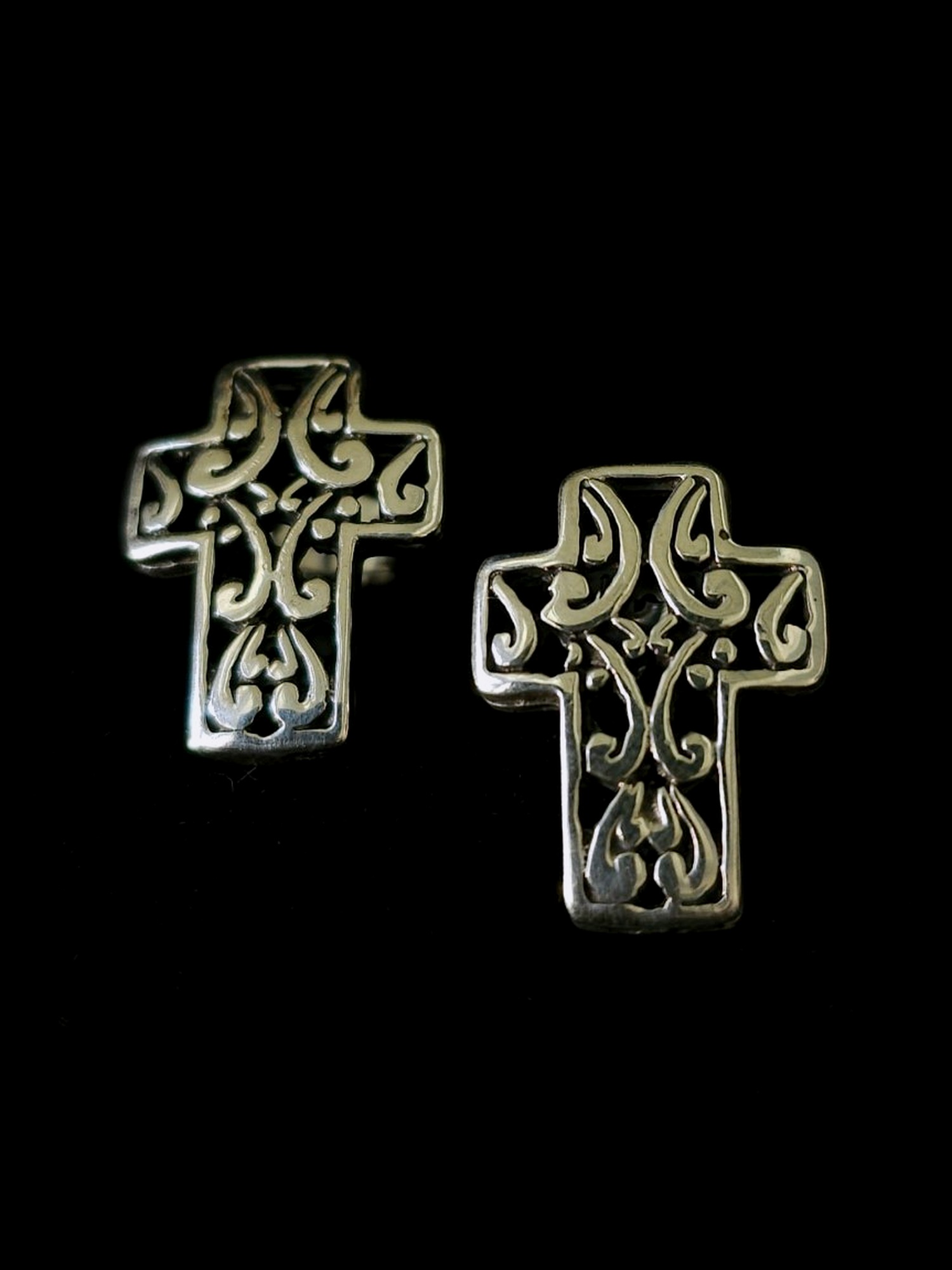 Filigree cross earrings