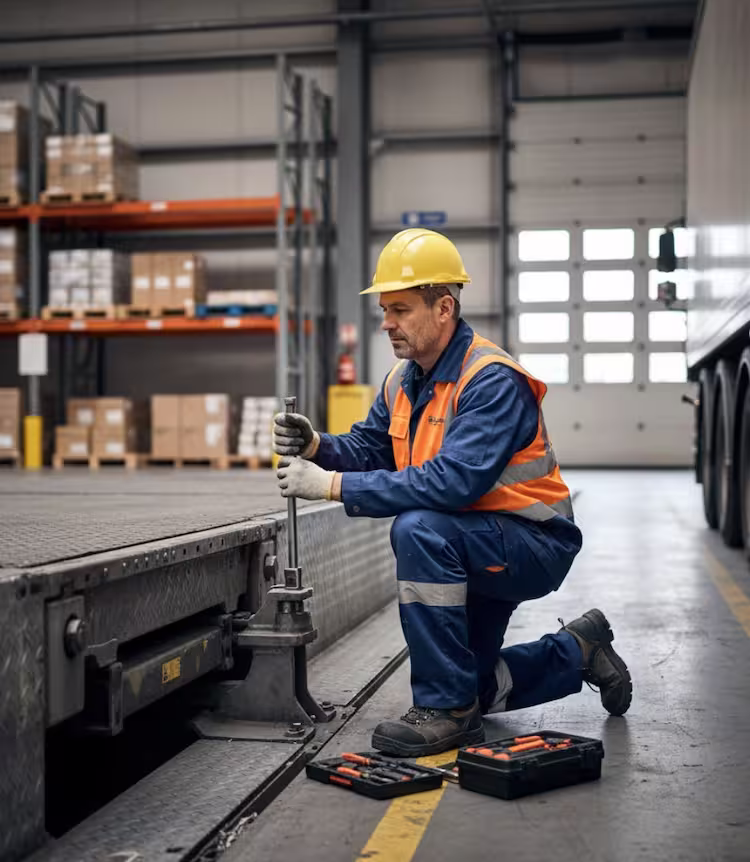 tecnico trabajando en muelle de carga polígono en barberà del vallès