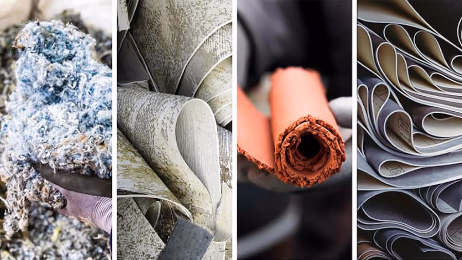 close-ups of four different types of flooring produced by Tarkett