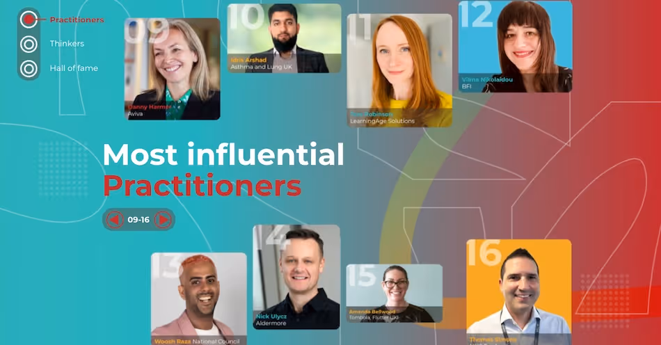 Screenshot from HR Magazine website showing a selection of the Most Influential Practitioners including Tess Robinson from LAS