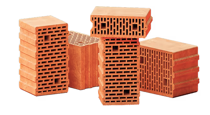 A group of red bricks stacked on top of each other.