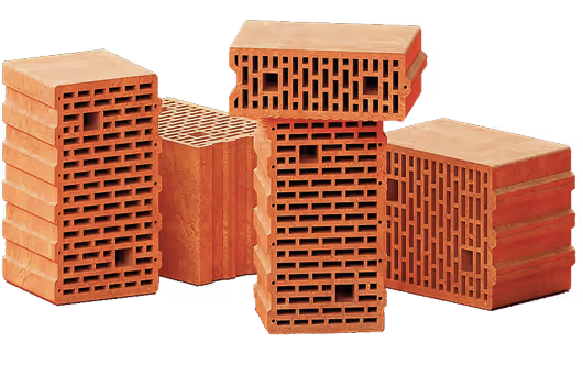 A group of red bricks stacked on top of each other.