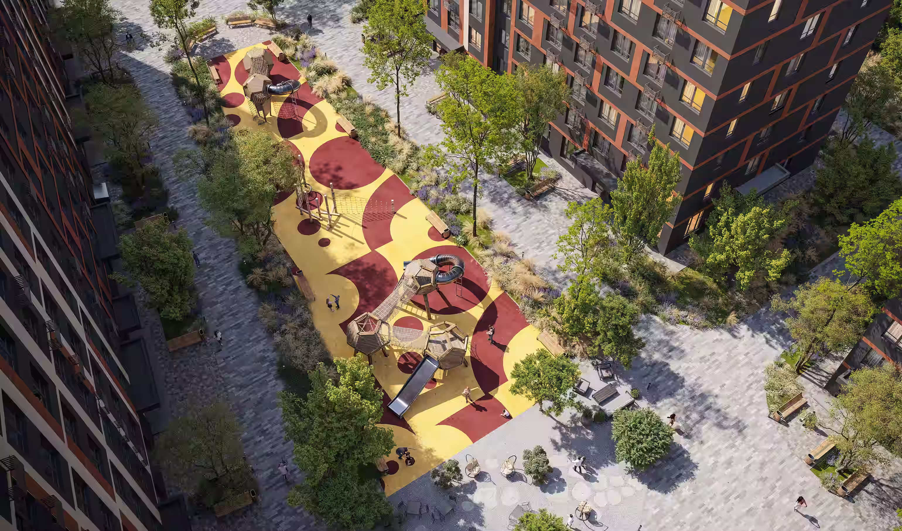 Image with a playground in the city