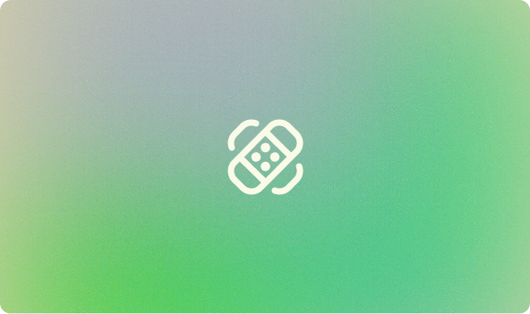 White adhesive bandage icon centered on a green and beige gradient rounded rectangle background.