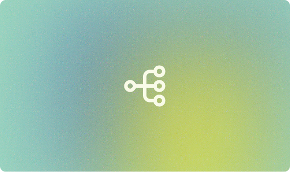 White network branch or connection icon centered on a blurred green and blue gradient background.