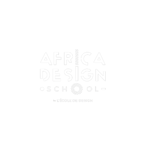 Logo of Africa Design School featuring stylized white text on a black background with vertical lines in the letter 'I' and a striped circle in the letter 'O'.
