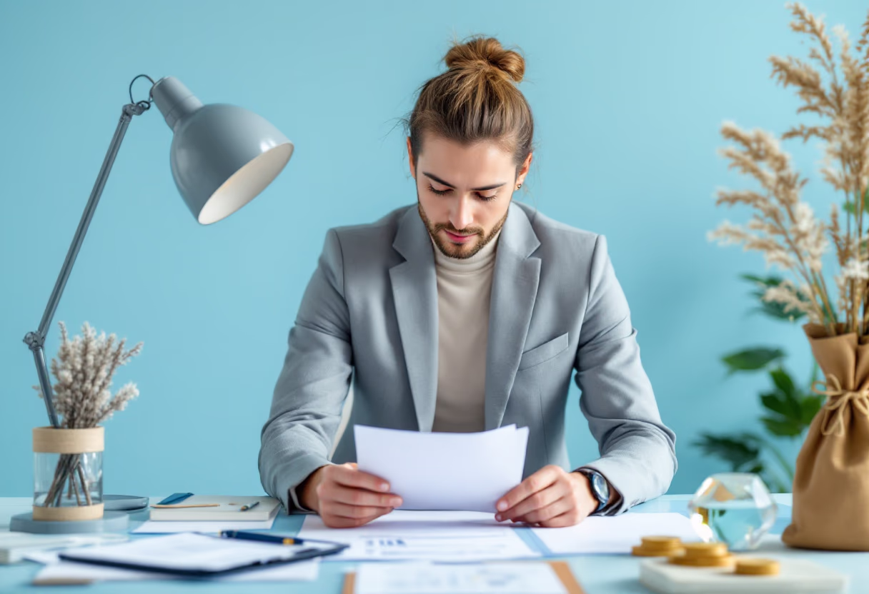 image of accountant working at desk