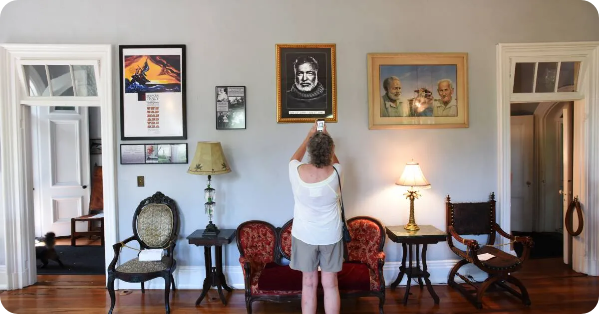 A young women touring inside the Hemingway House and Museum.