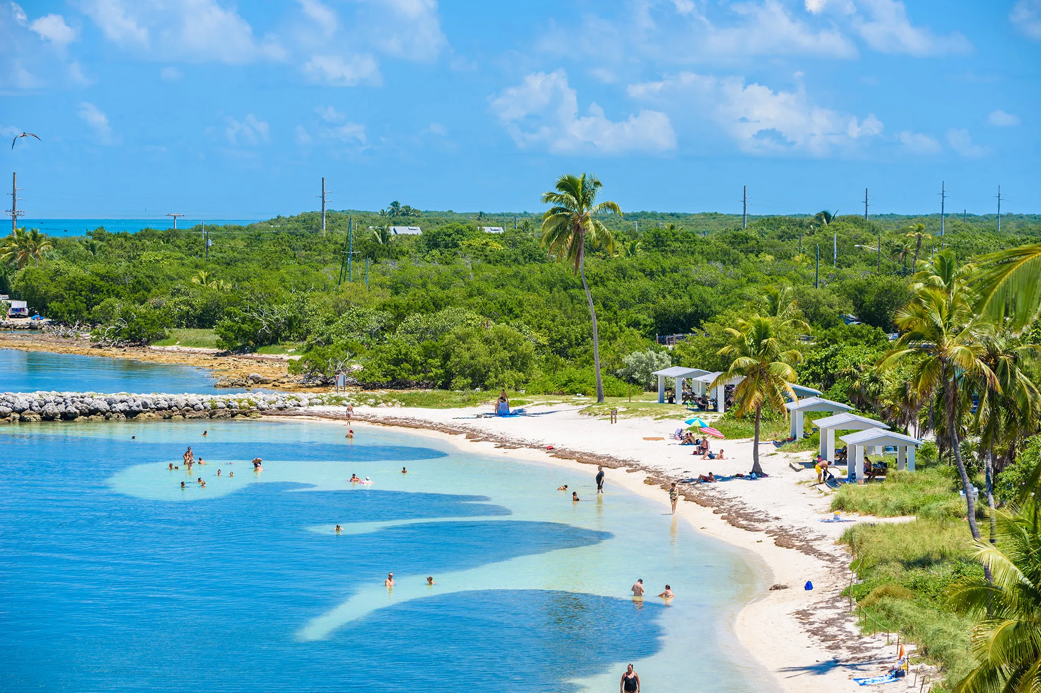 Ariel photo of Smathers Beach at Fort Zach on a sunny day.