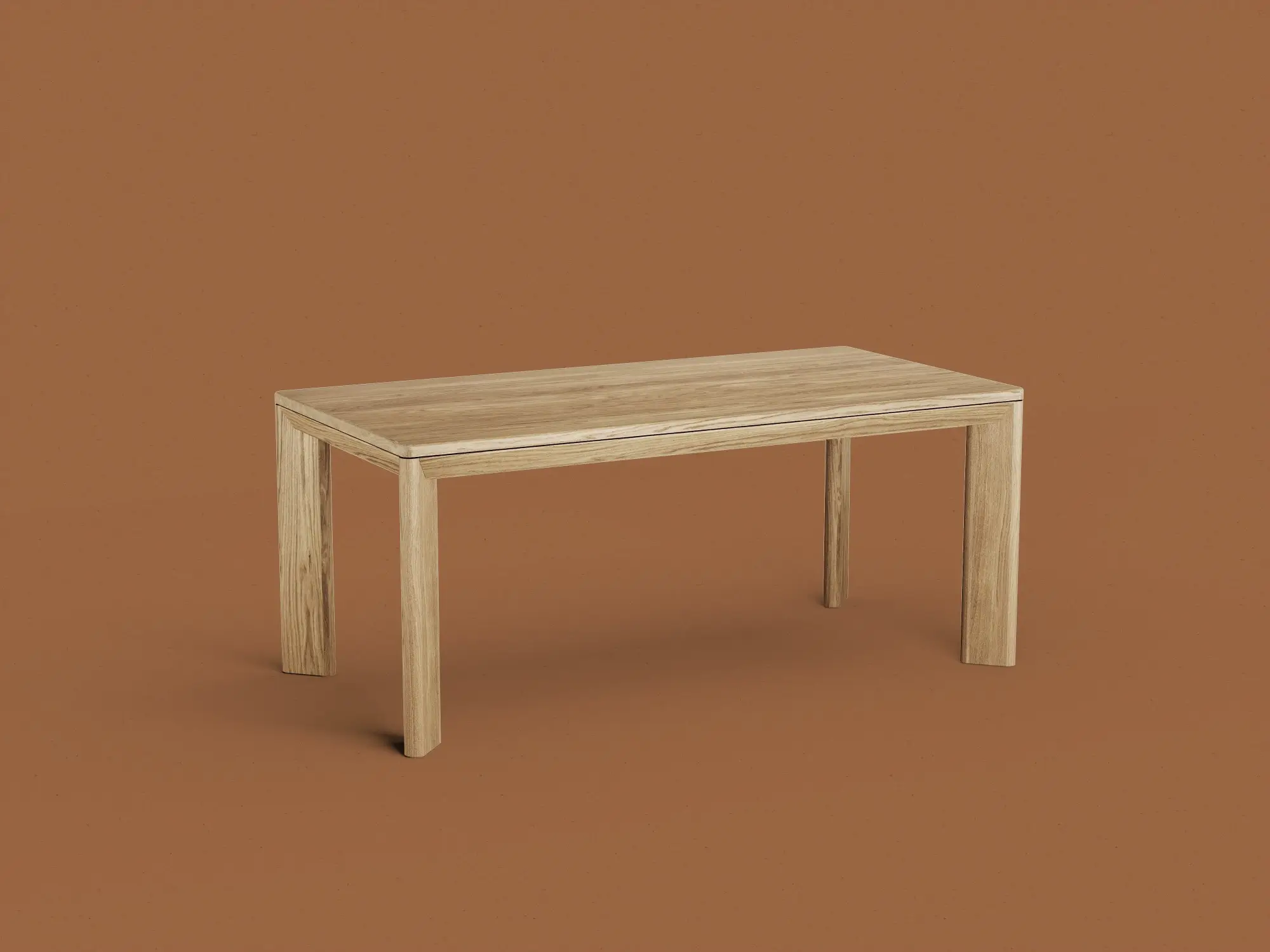 Minimalistyczny packshot 3D stołu dębowego. Profesjonalna wizualizacja produktu dla producenta.