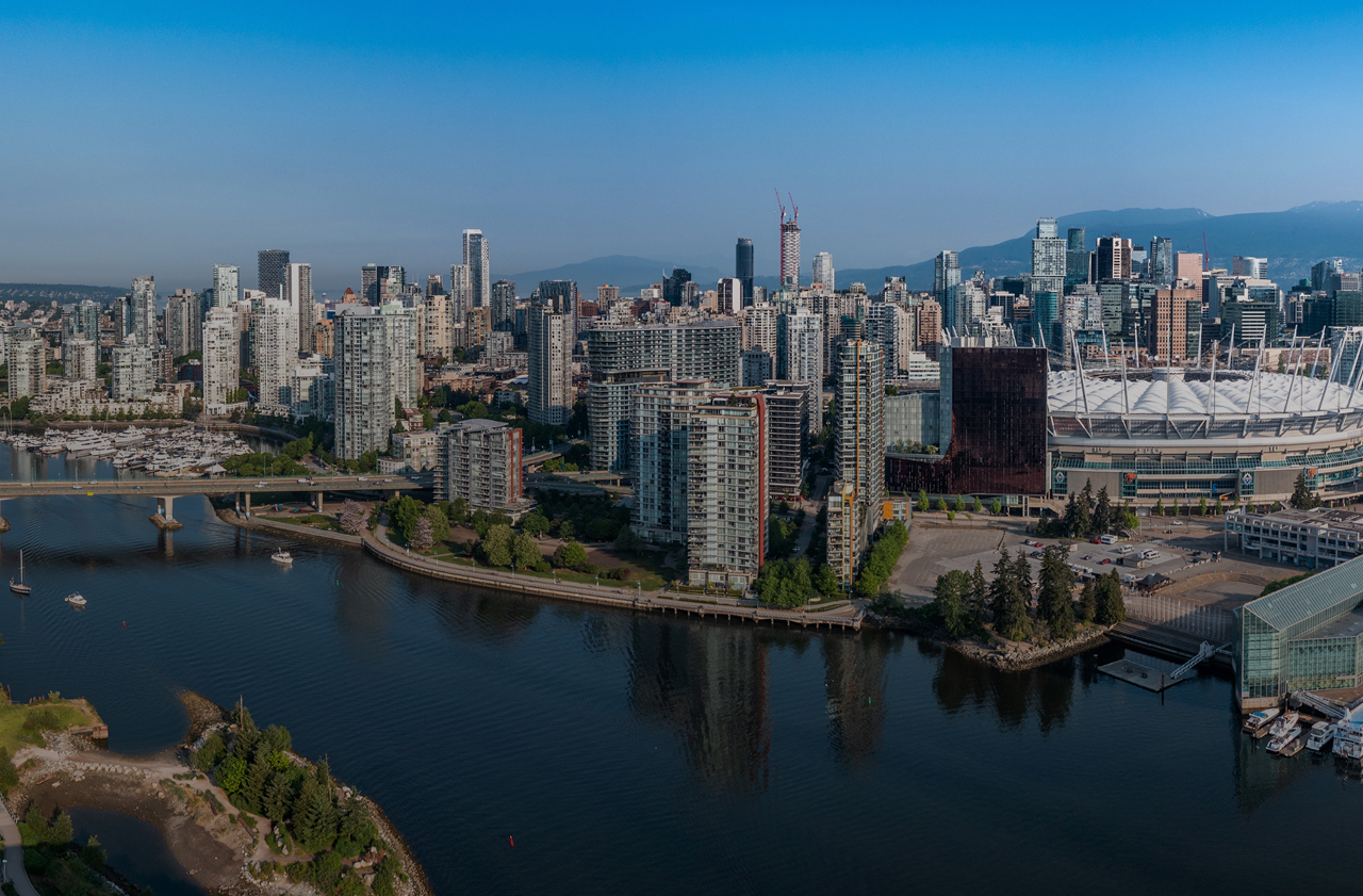 A city and a big lake.