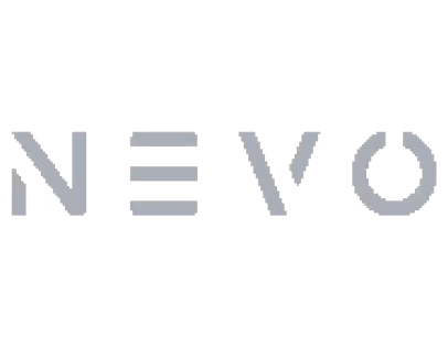 Text logo reading NEVO in stylized uppercase letters on a black background.