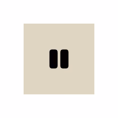 Pause icon with two vertical black bars on a beige square background.