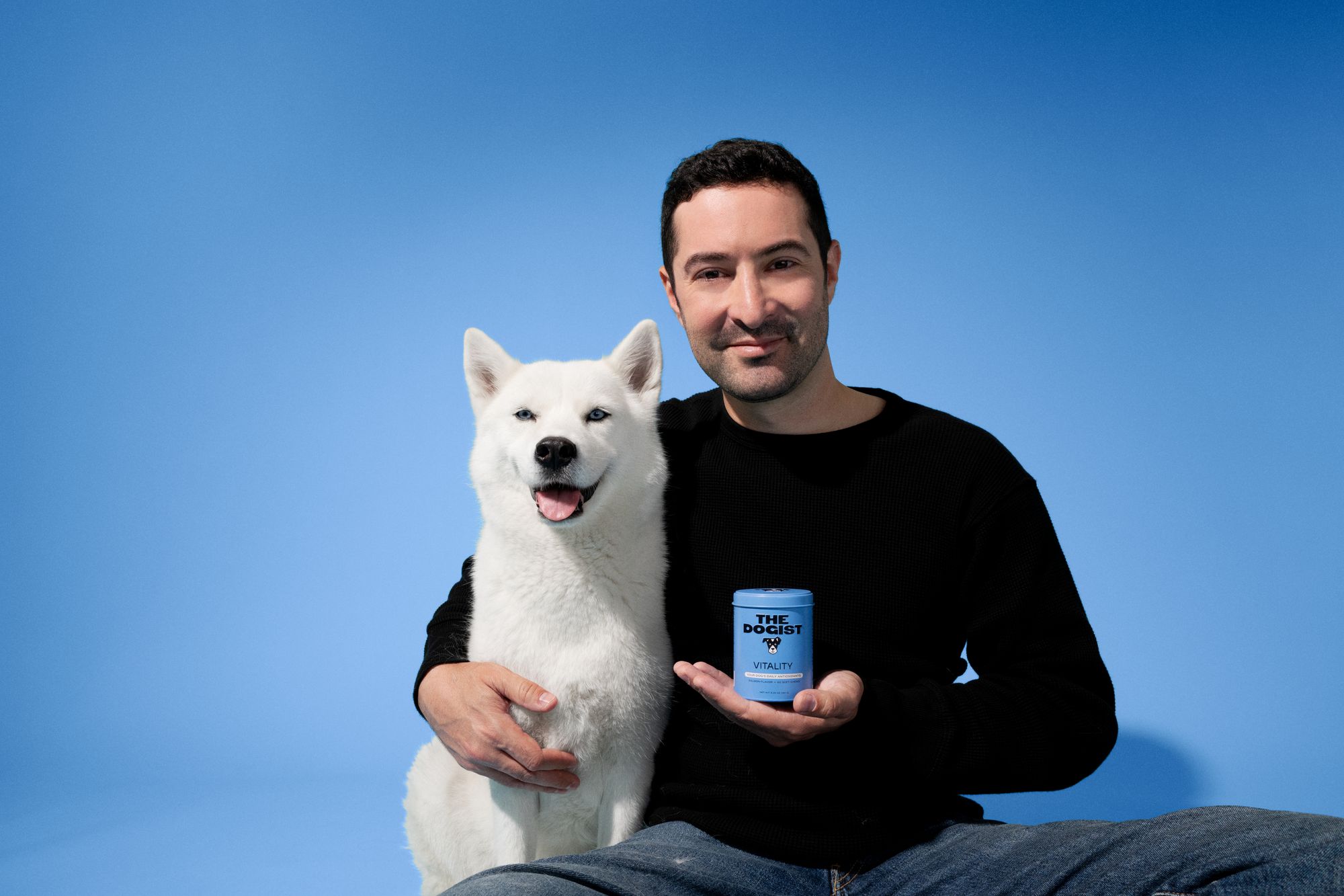 Elias Weiss Friedman with his dog Elsa