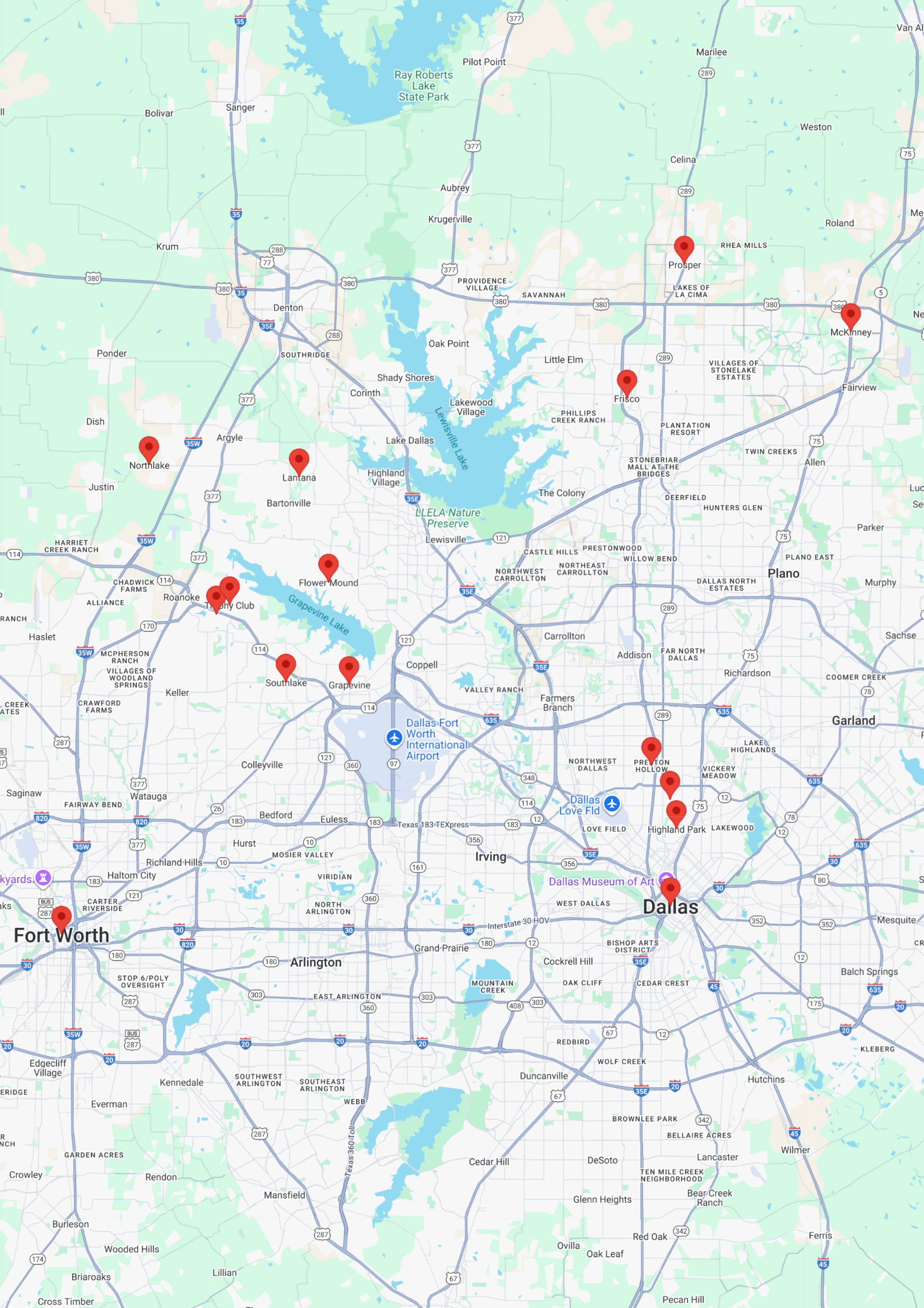 RoofUs Roofing Service Area Map