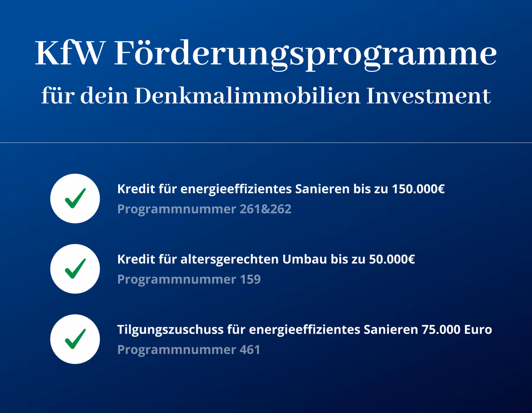 KfW Förderprogramme Denkmalimmobilie Infografik