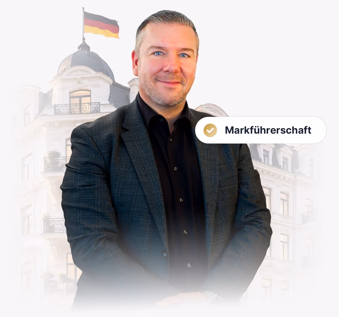 Die Marktführerschaft wird weiter ausgebaut. Und trotzdem bleibt eines gleich: Jeder Kunde wird persönlich betreut. Von mir. Nicht von irgendeinem Sachbearbeiter. Denn genau das ist der Grund, warum über 70% meiner Kunden mindestens ein zweites Mal investieren.

