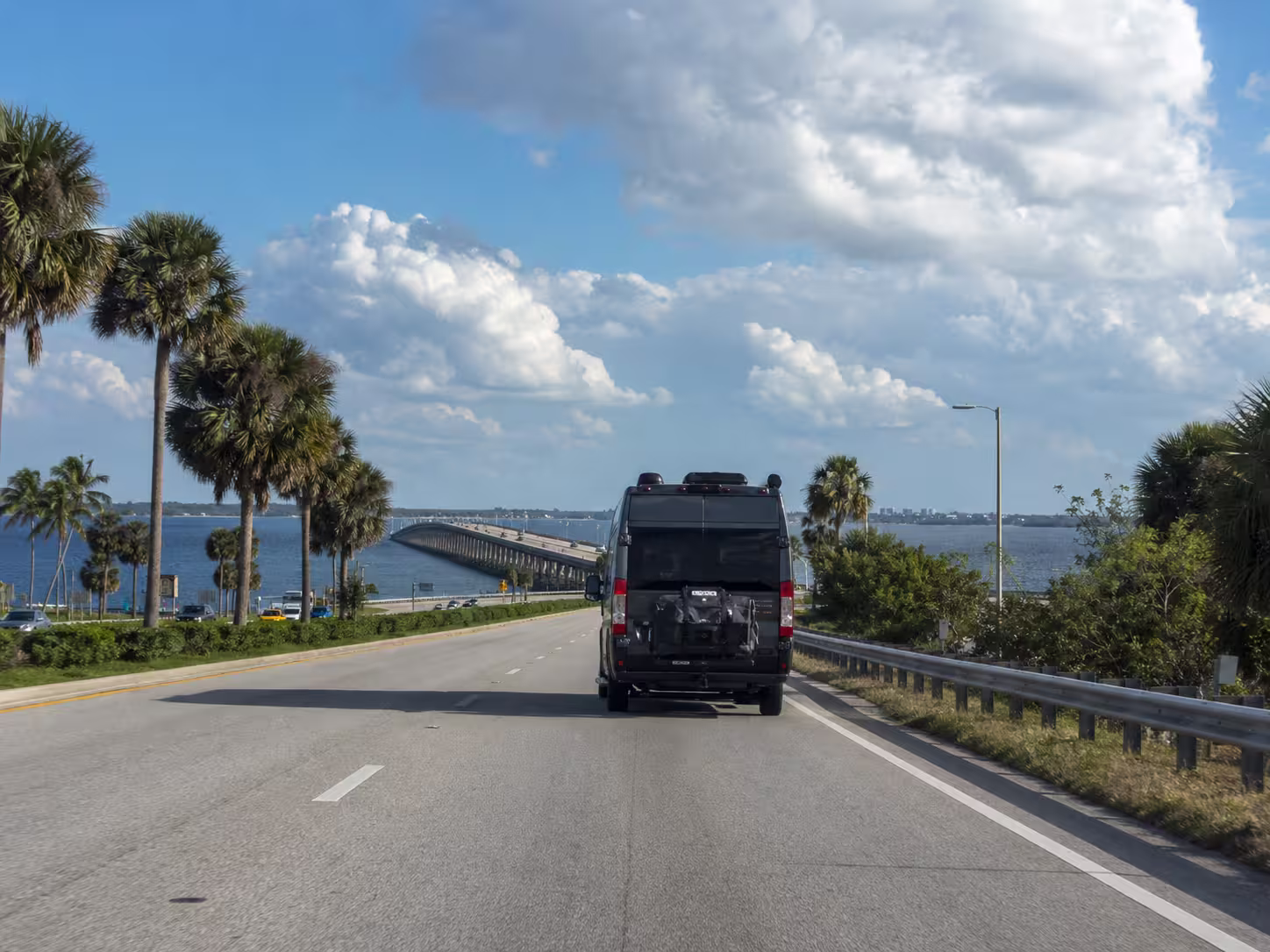 Class B van crossing the Peace River route near Punta Gorda