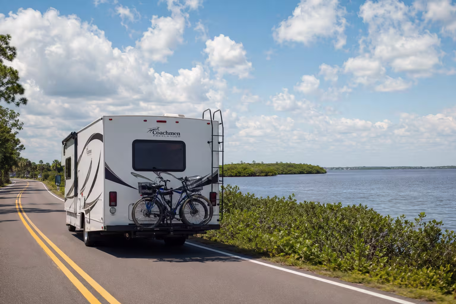 Class C motorhome on a road near Charlotte Harbor