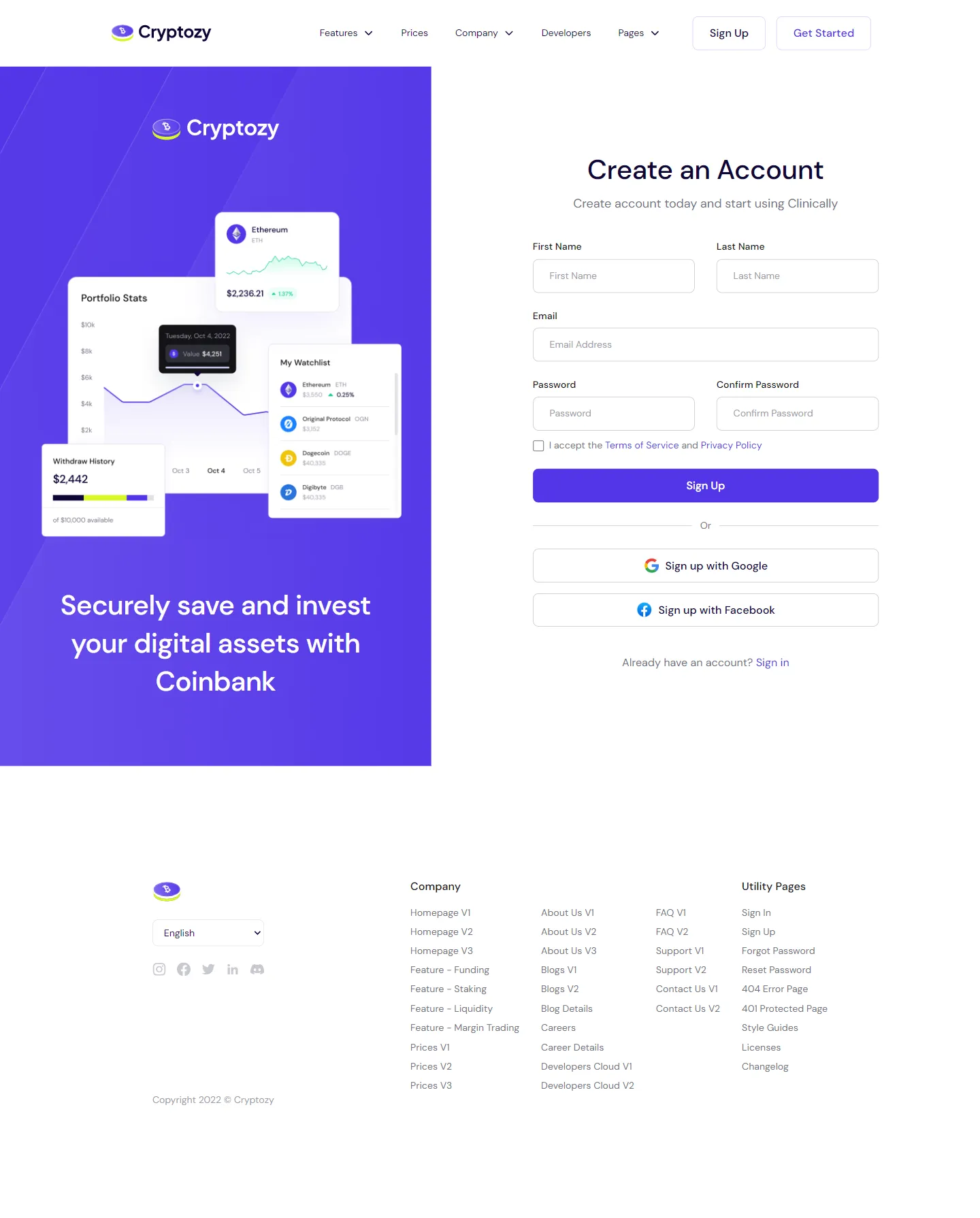 Cryptozy Assets - Sign Up