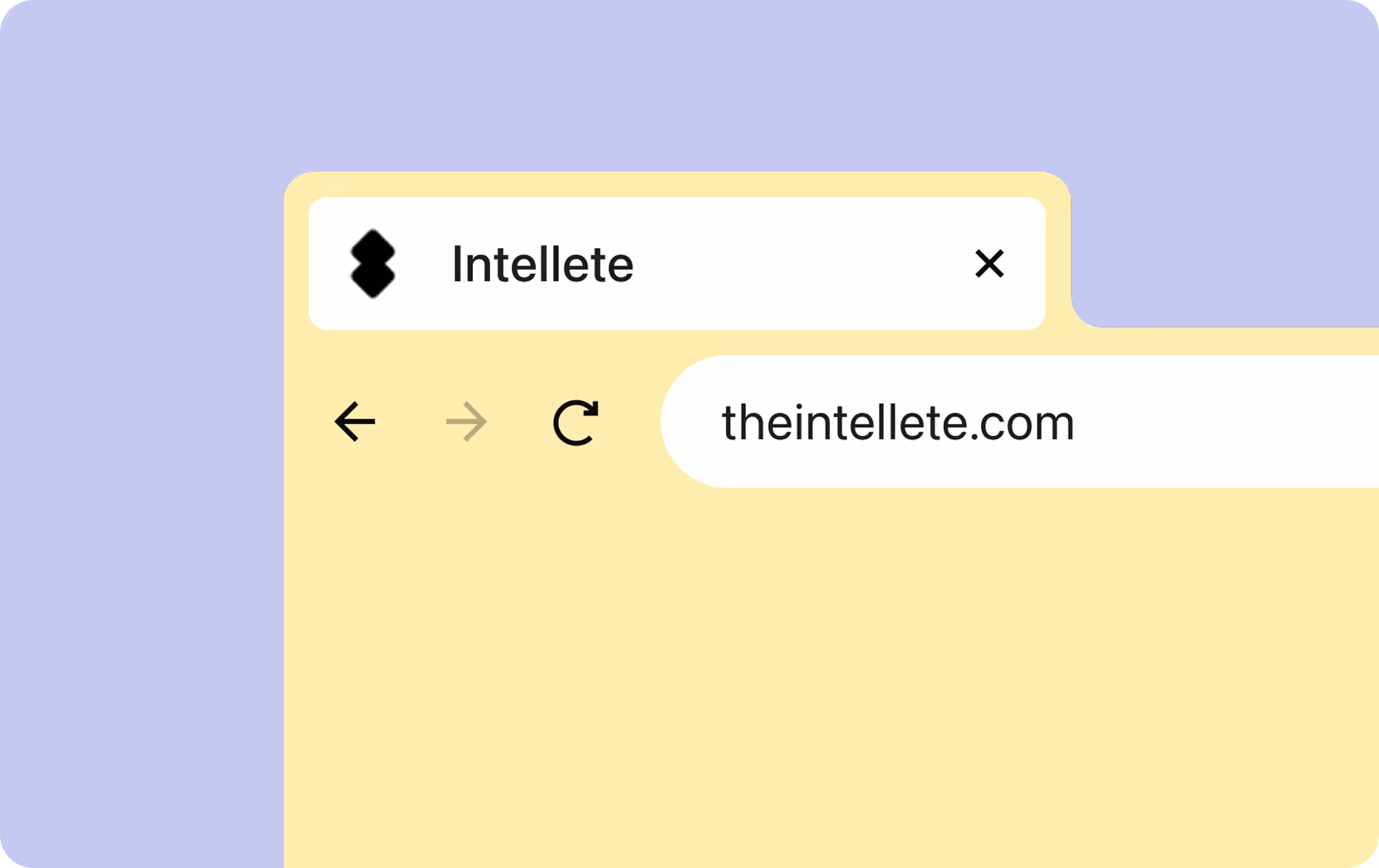 A browser mockup showing Intellete domain and  logo