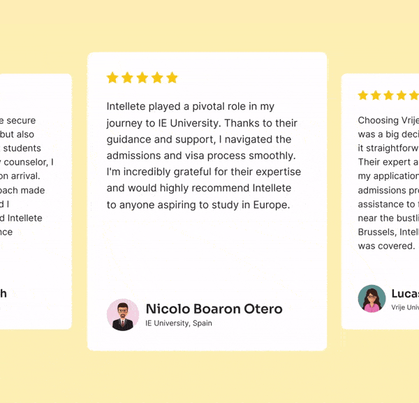 A GIF showcasing testimonials of Intellete customers