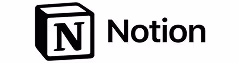 Notion app logo with stylized 'N' inside a cube next to the word 'Notion'.