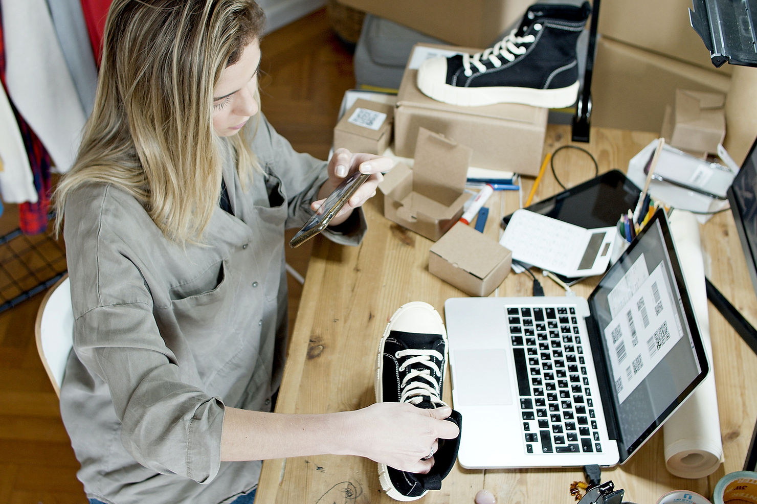 woman working on her website