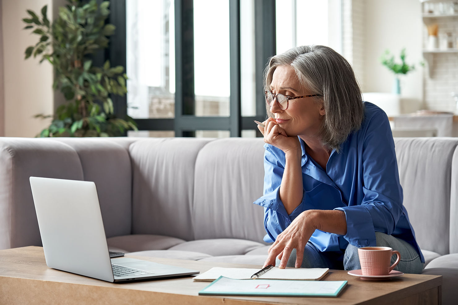 woman working from home