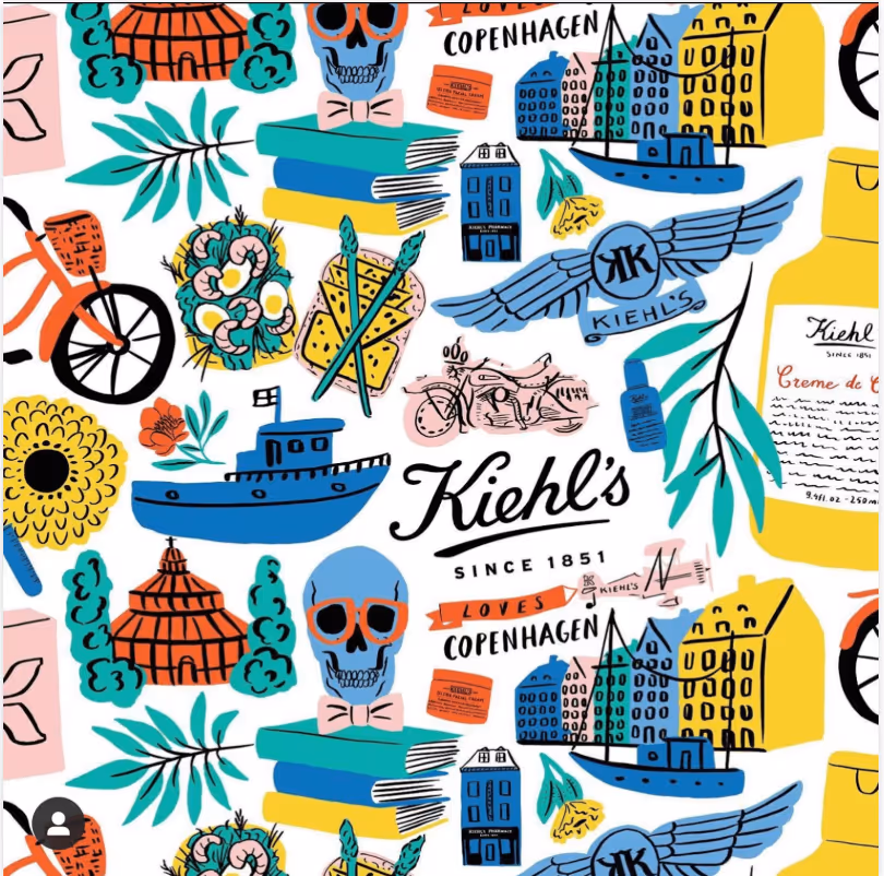 Kiehl's scrapbook-inspired graphic designs