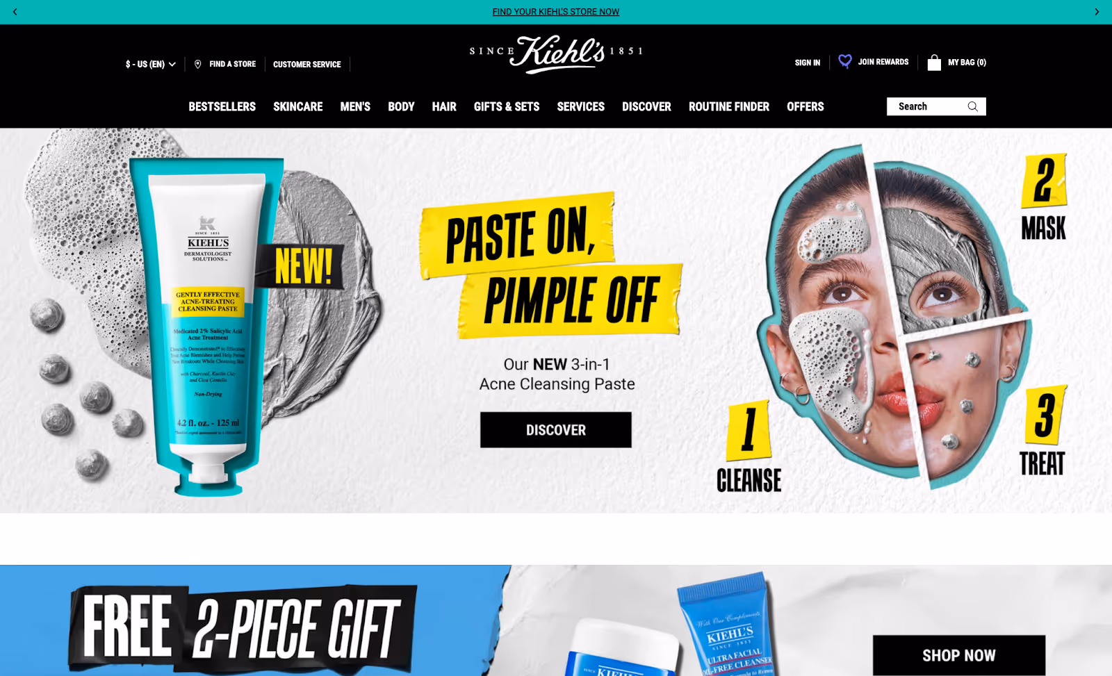 Kiehl's website scrapbook-inspired graphic design