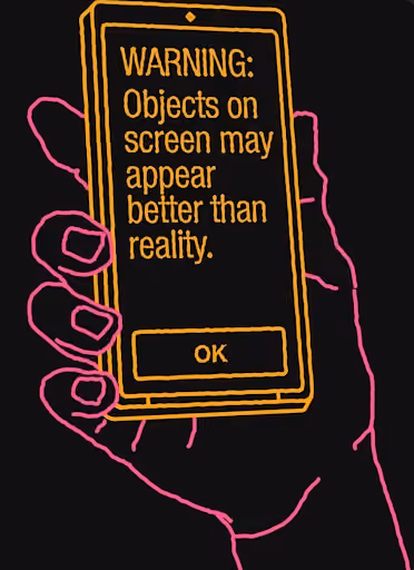 graphic of person holding phone screen