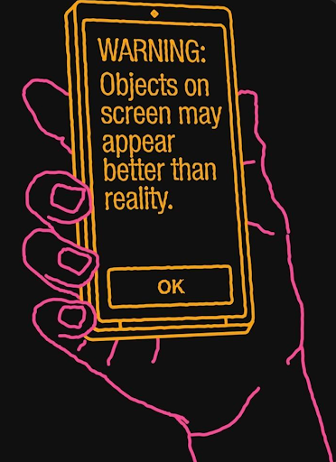 graphic of person holding phone screen